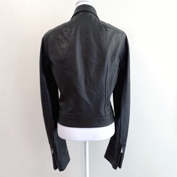 RICK OWENS BLACK LEATHER SILVER ZIP UP MOTORCYCLE MOTO BIKER JACKET - Picture 5 of 16